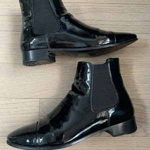 Prada Black Patent Leather Chelsea Ankle Boots